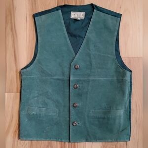 Vintage teal colored leather riding vest